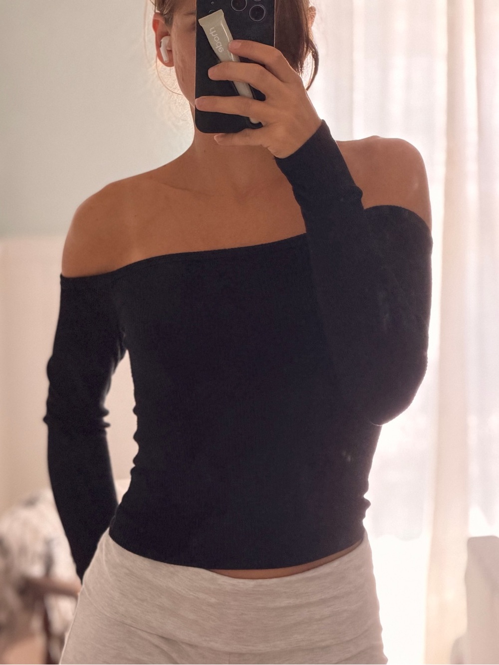 Off-The-Shoulder Long Sleeve in Black